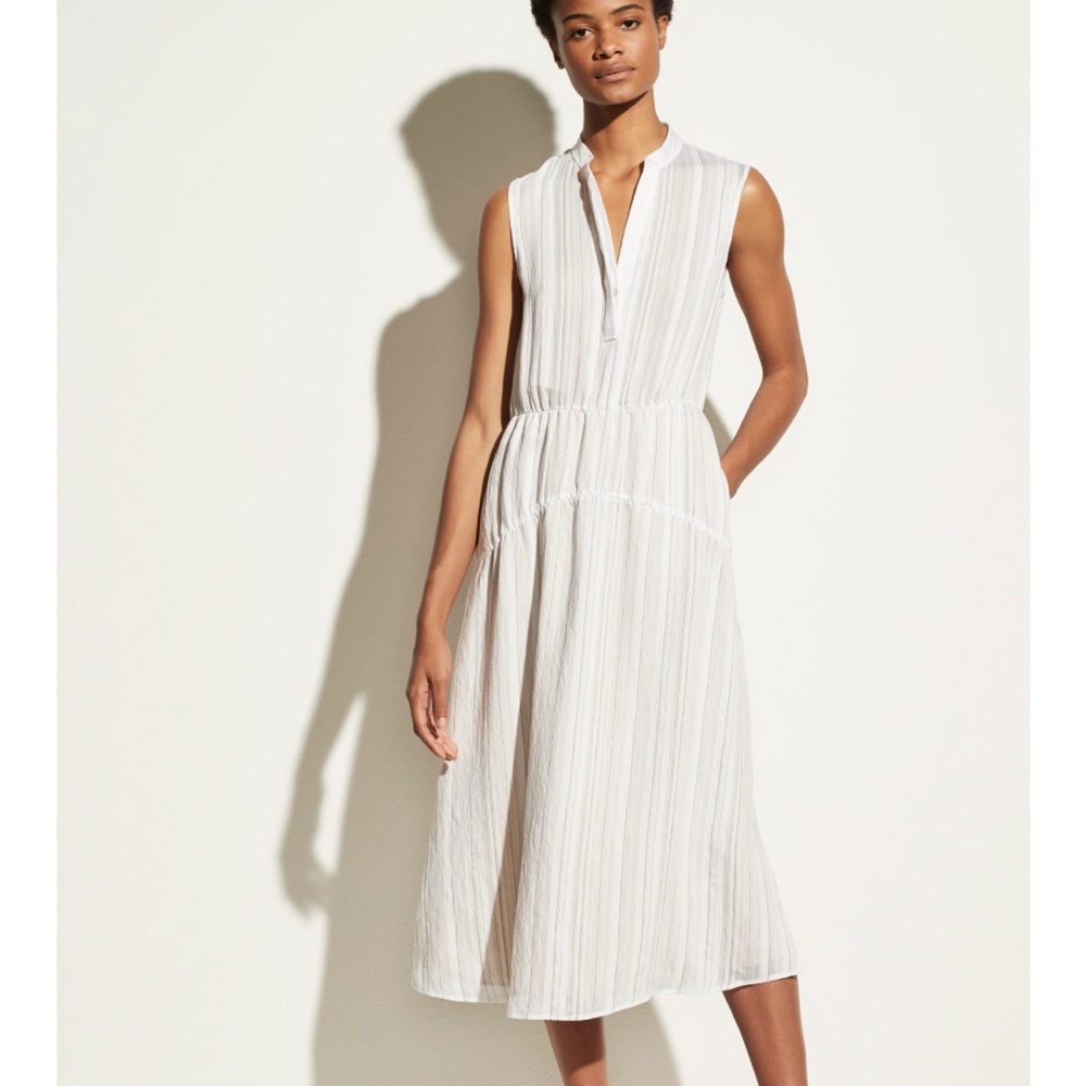 Vince Drapey Stripe Tiered Dress